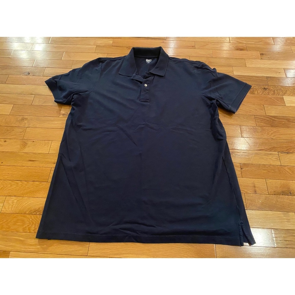 Lands End Mens 2XL Tall Navy Blue Traditional Fit Short Sleeve Pique Polo Shirt